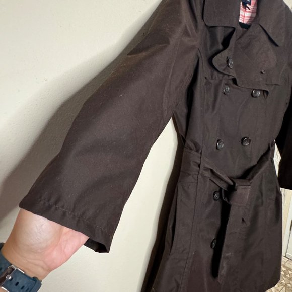 Lands End Double Breasted Belted Brown Women's Trench Coat XS Water Resistant - Picture 5 of 14